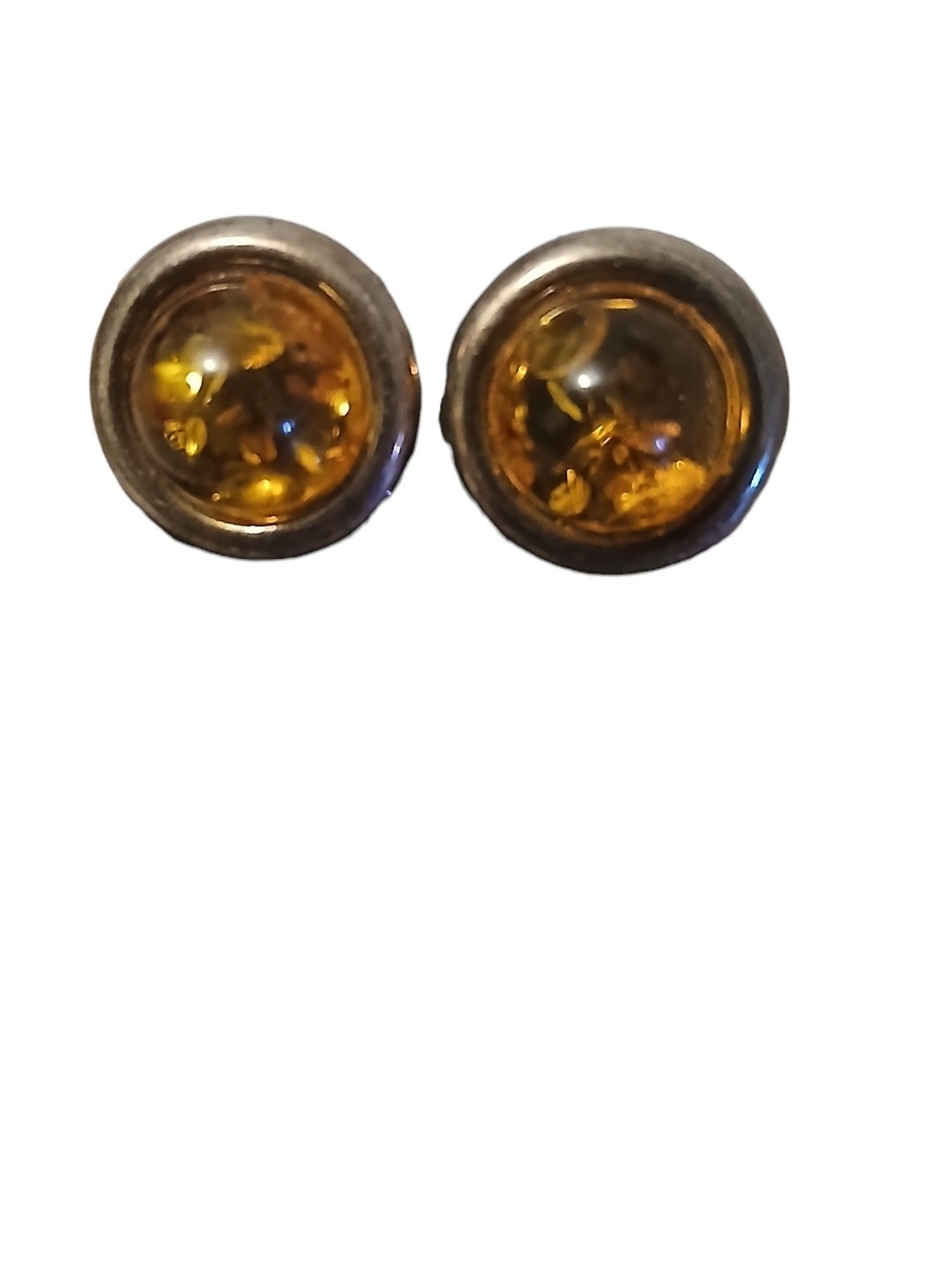 Amber Glass Dome Clip On Earrings.